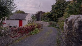 gravel road in a village in ireland