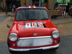 red pretty car with text yes