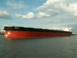 red-black big cargo ship