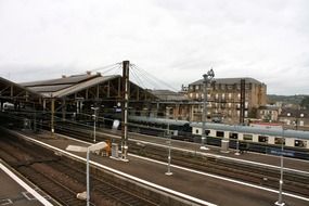 railway station with trains