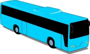 drawing of a blue volvo bus