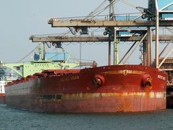 rusty ship in the port of rotterdam