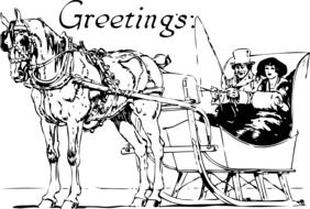 horse carriage greetings card drawing