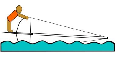man on sailing boat overturn in the water, drawing