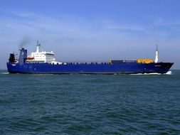 blue big ship at sea