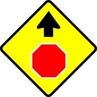 stop, warning sign with arrow