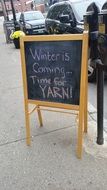 winter is coming sign for yarn knitting store