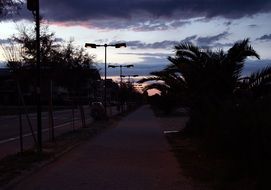 street in the city of italy in the dark
