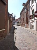 empty narrow street in the city of Amersfoort