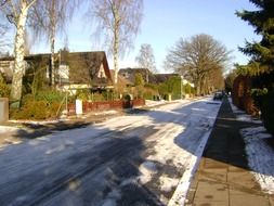 village road at winter, germany, hamburg