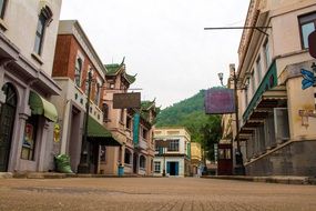 beautiful deserted street with houses