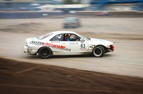 white racing car on the race track