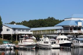 yachts and boats in a quiet harbor
