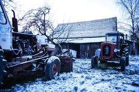 tractors on a farm