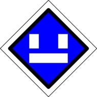 picture of blue train traffic sign