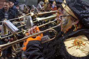 musicians on the street carnival close-up