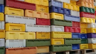 colorful containers for transporting fish