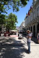 city street with trees