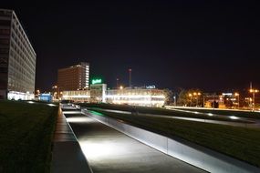 illuminated street at night, czech, zlÃ­n