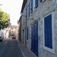 france street cars blue shutters