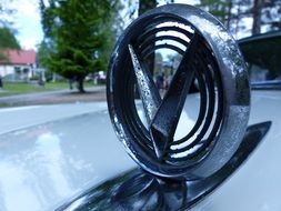 car emblem on the hood in Umea