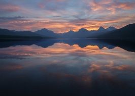 sunset reflection at mountain lake