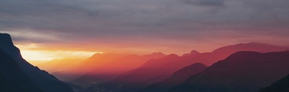 orange sunset over the mountains