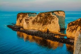 panoramic view of the coast at Swanage Bay