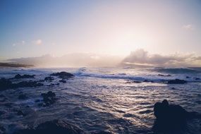 tranquil view on the shorebreak