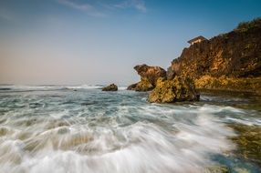 beach rush water long exposure