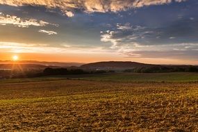 sunset afterglow on the fields