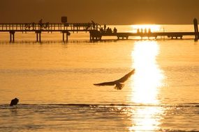 Romantic mood sunset sea holiday beach