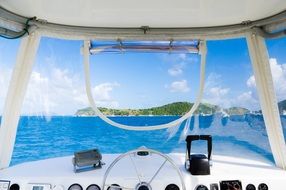 Yacht interior sea view