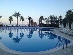 empty swimming pool in the evening