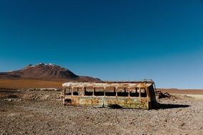 old bus in the wild abandoned