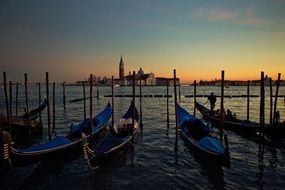 gondolas on the water in Venice, Italy