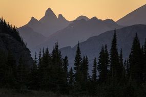 mountains silhouettes in the dusk