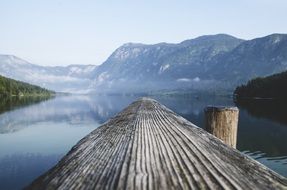 mountains landscape from wooden pier