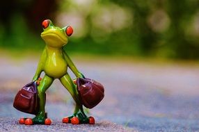 Frog with bags going away