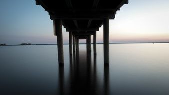 wooden jetty view from below