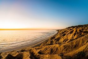 rocky coastline in the setting sun