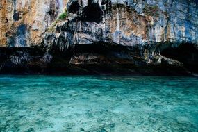 vertical cliff above the beautiful blue water