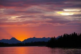 Peaceful sunset on the lake