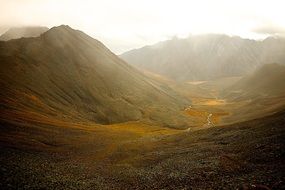 mountains valley in the sun