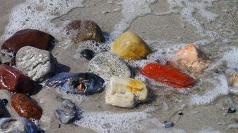 Coloured stones in the water