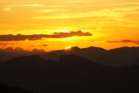 bright sunset over the mountains