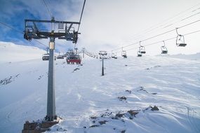 lift ski cable wire on mountains at winter