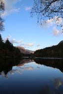 evening landscape of blue lake