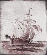 beautiful drawing of a ship in a storm