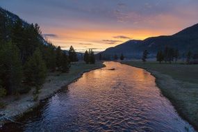 river sunset Yellowstone